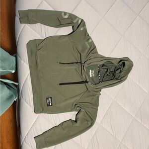 Flag nor Fail Olive Green Crop Hoodie